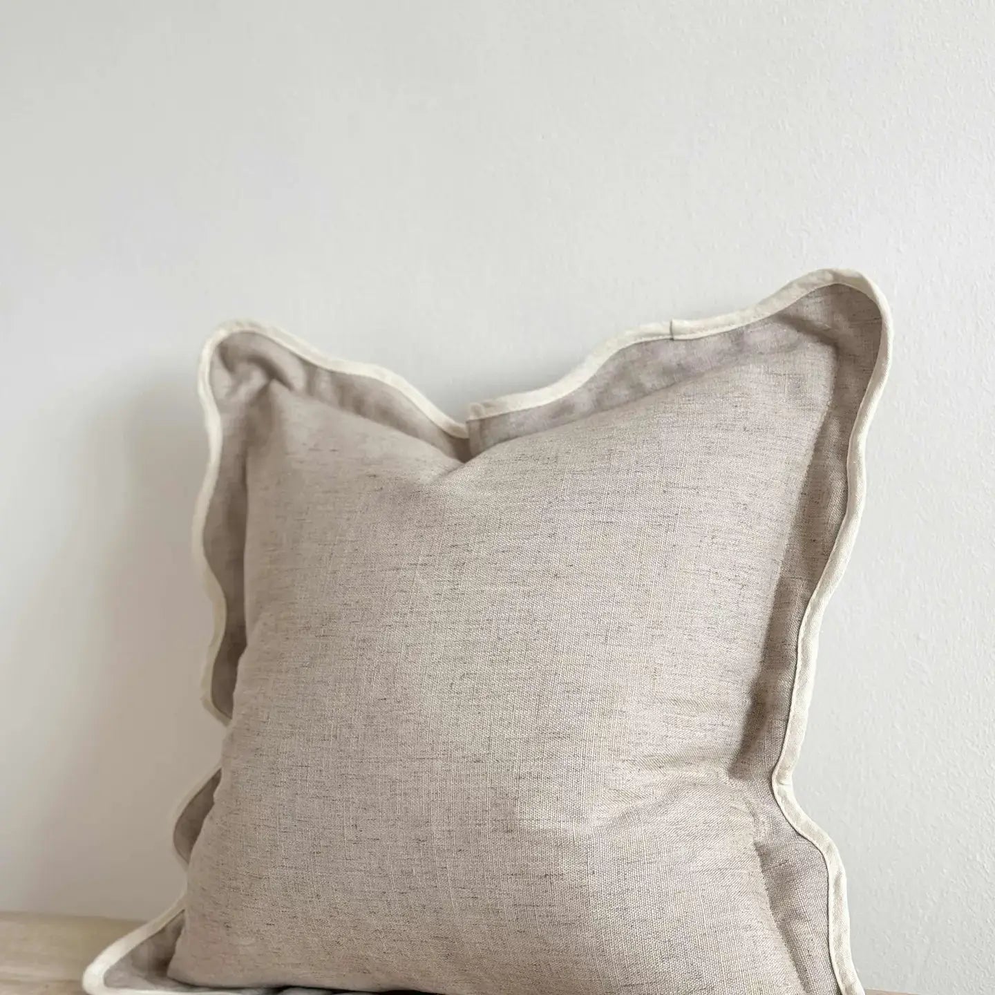 Chloe Greige Scalloped Edge Cushion Cover 65x65