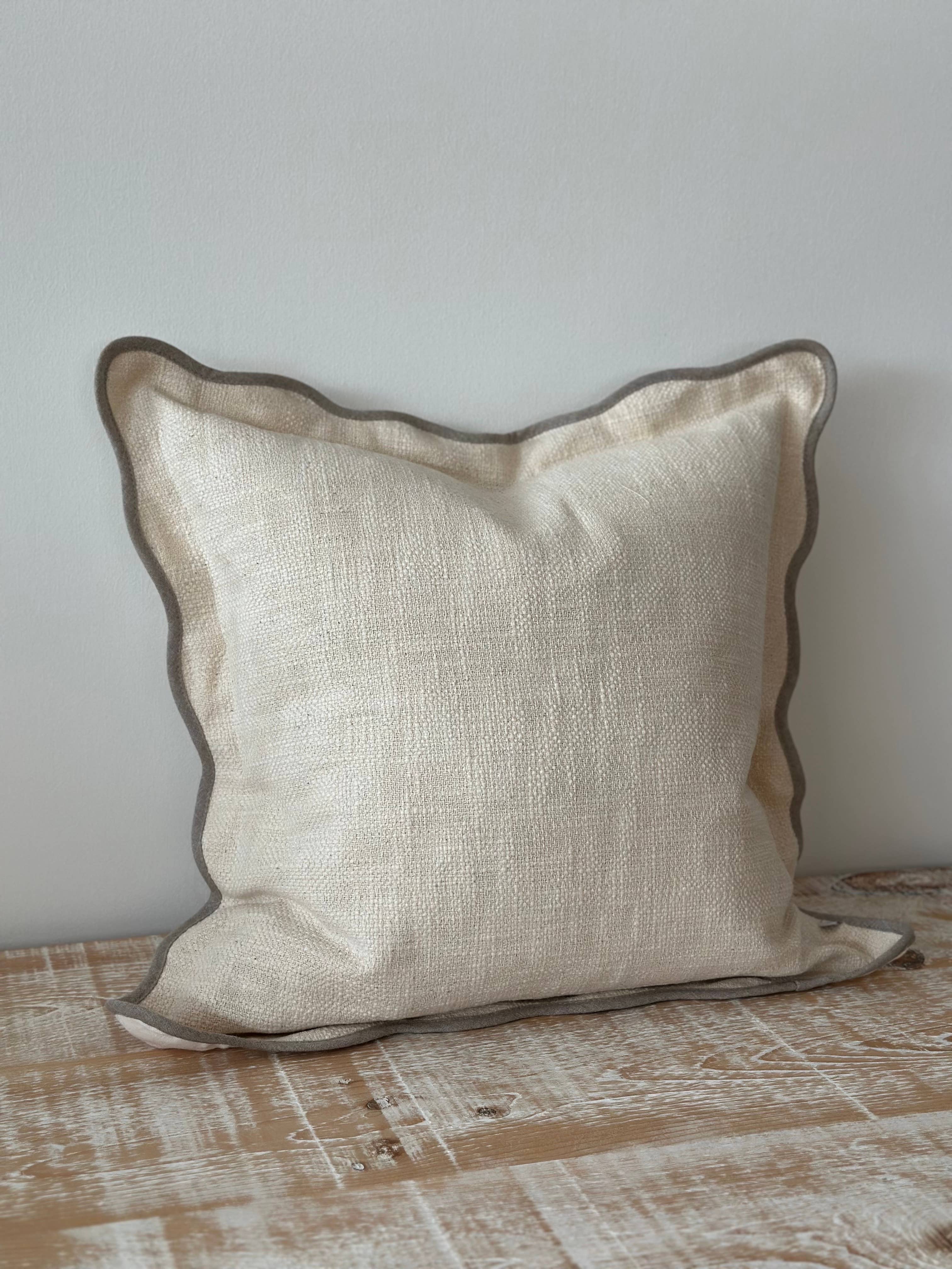 Chloe Cream & Greige Scalloped Edge Cushion Cover 65x65