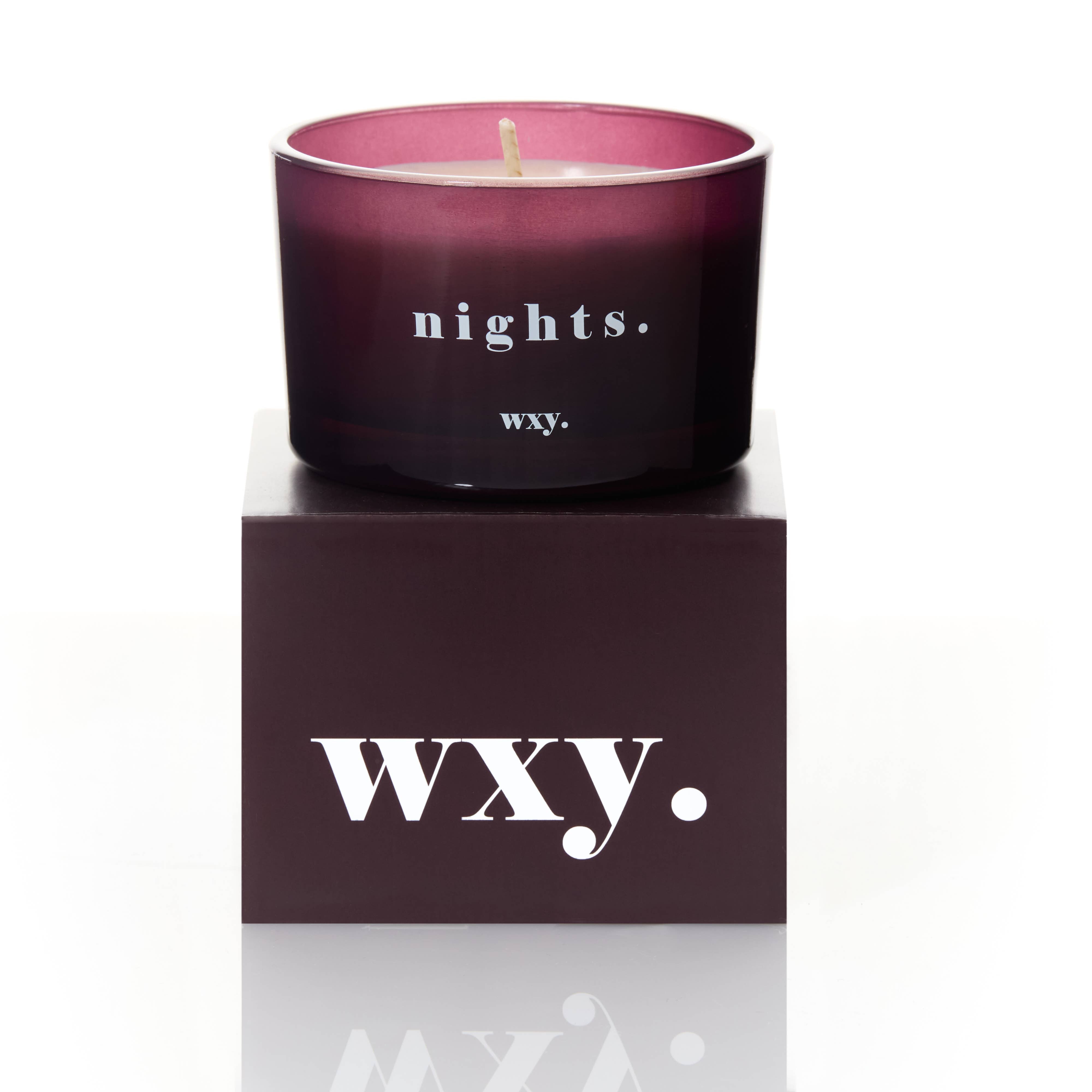 WXY.  Nights 3oz Candle - Bourbon Sugar + Tobacco Leaf