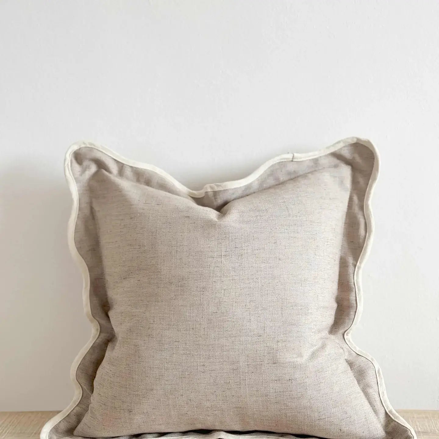 Chloe Greige Scalloped Edge Cushion Cover 65x65
