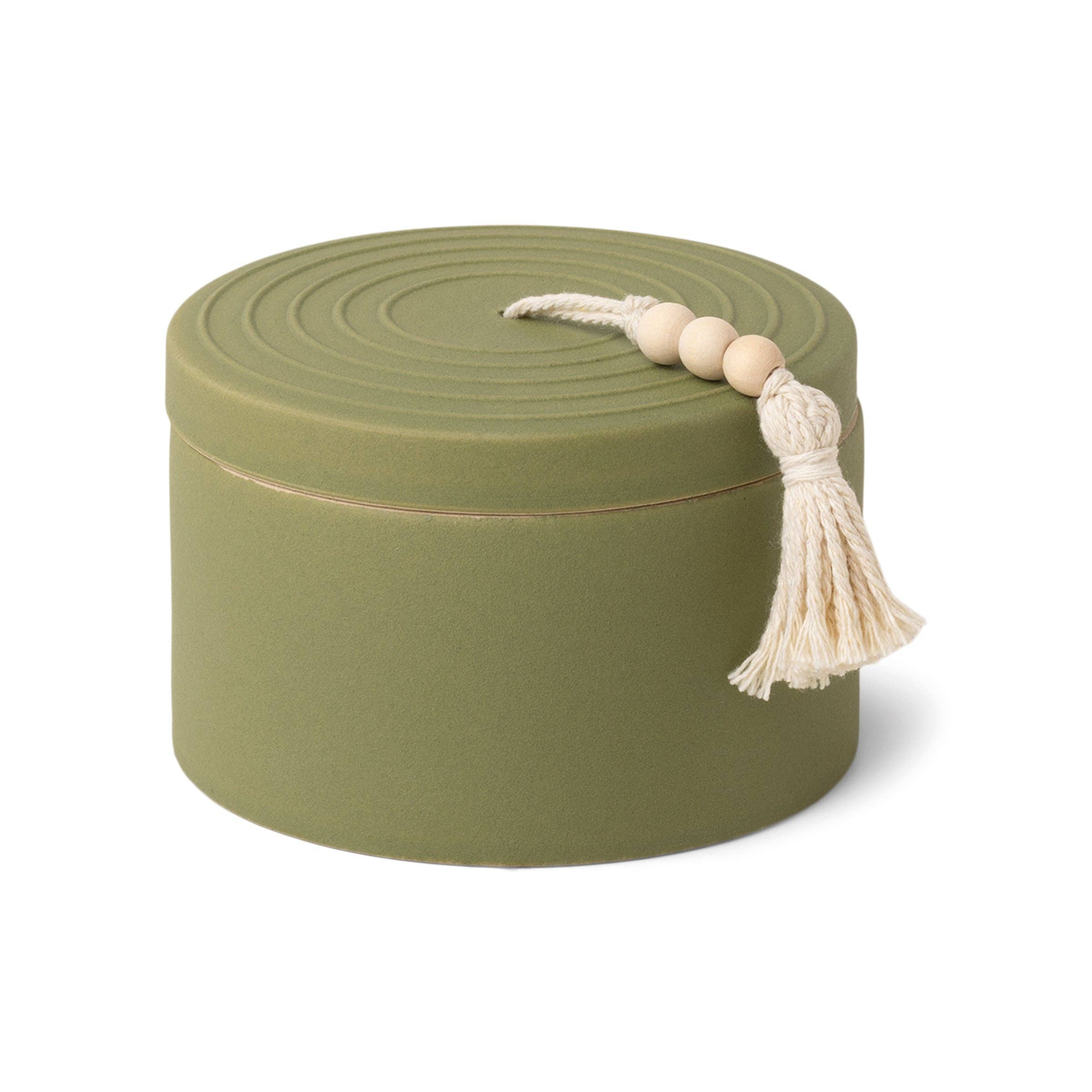Paddywax Cypress & Fir Ceramic Candle with Lid - Sage Green