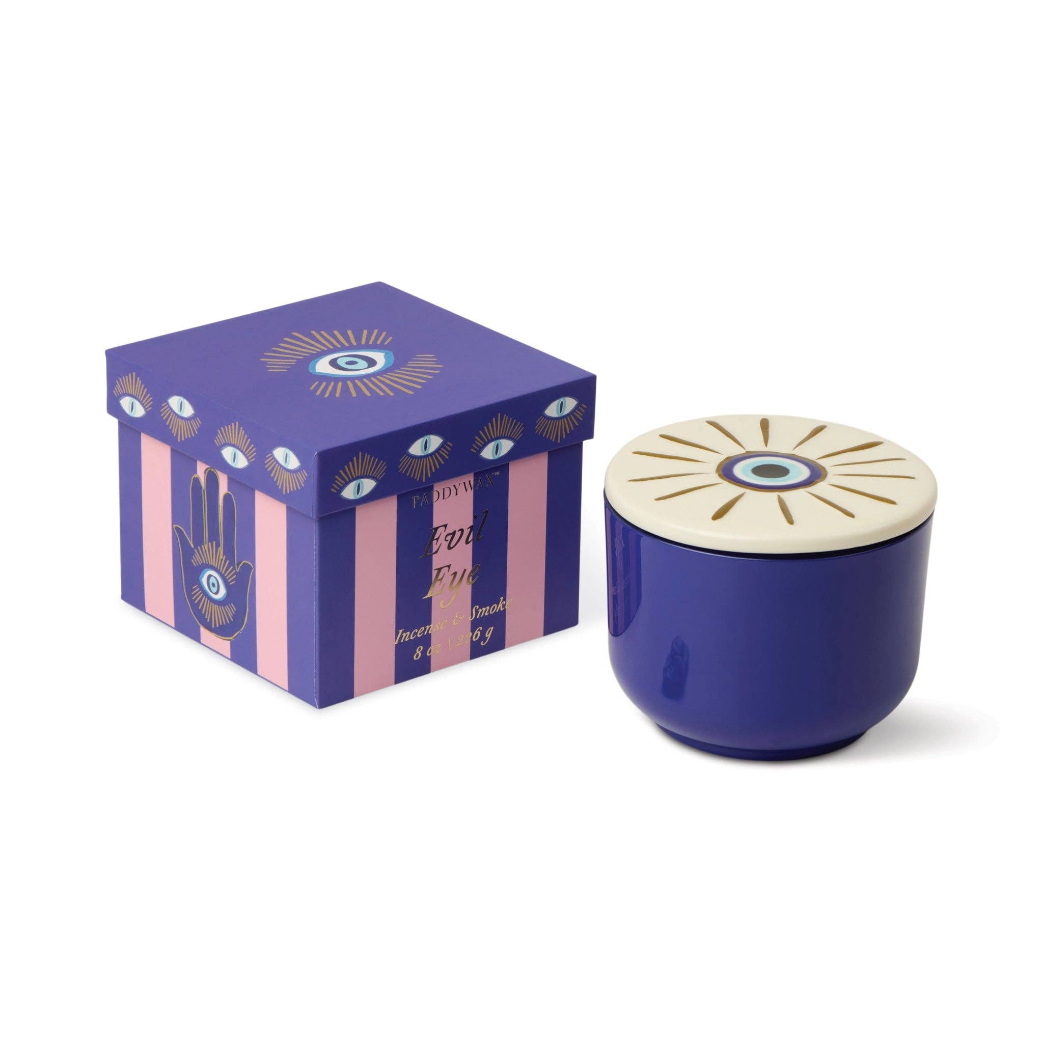 Paddywax Charmed Glass Candle Evil Eye  - Incense & Smoke