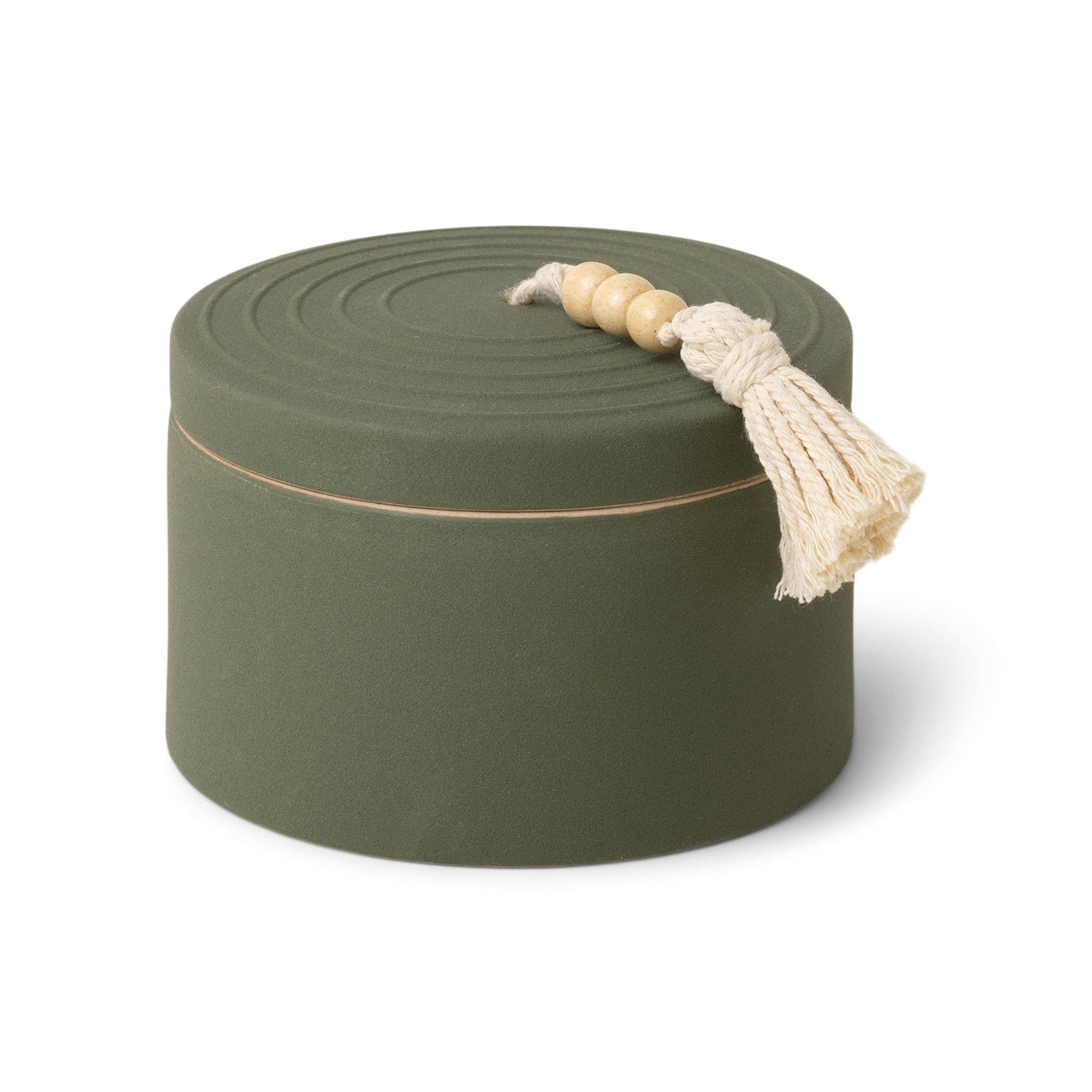 Paddywax Cypress & Fir Ceramic Candle with Lid - Dark Green