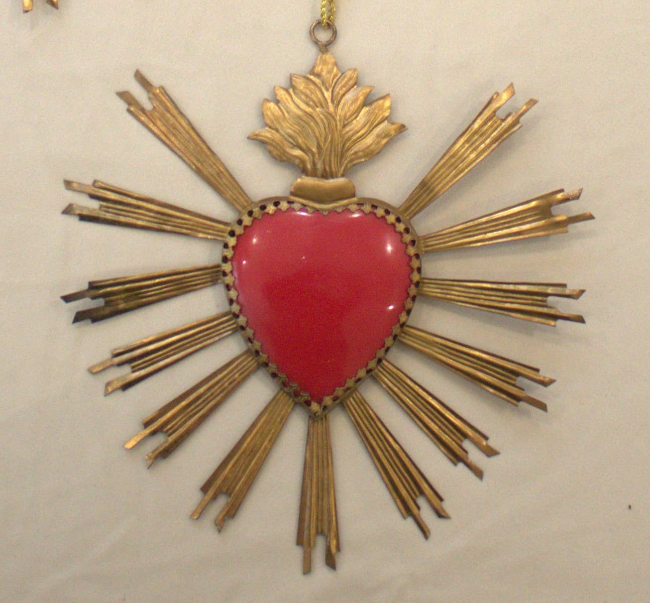 Red& Gold Sacred Heart Hanging Ornament