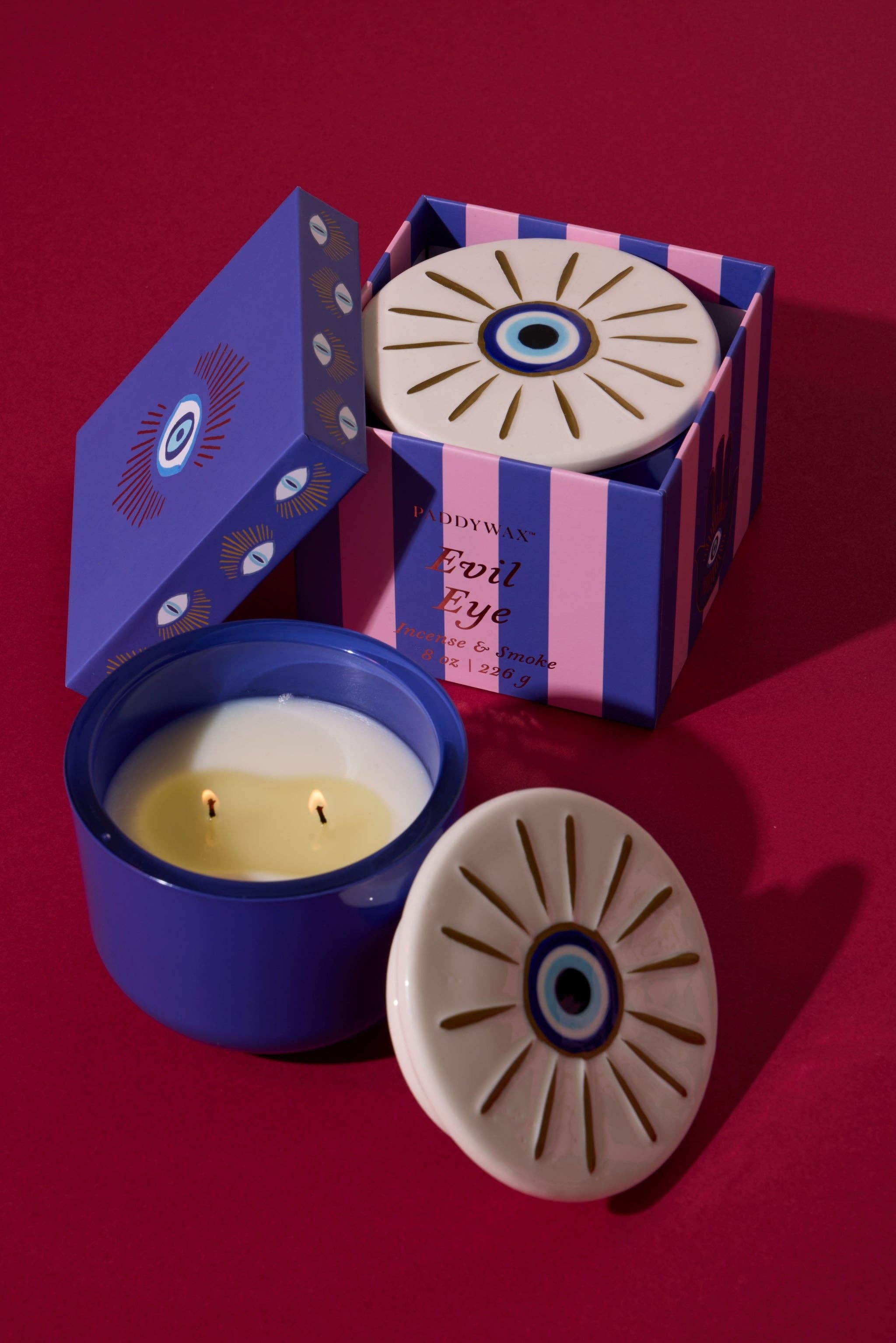 Paddywax Charmed Glass Candle Evil Eye  - Incense & Smoke