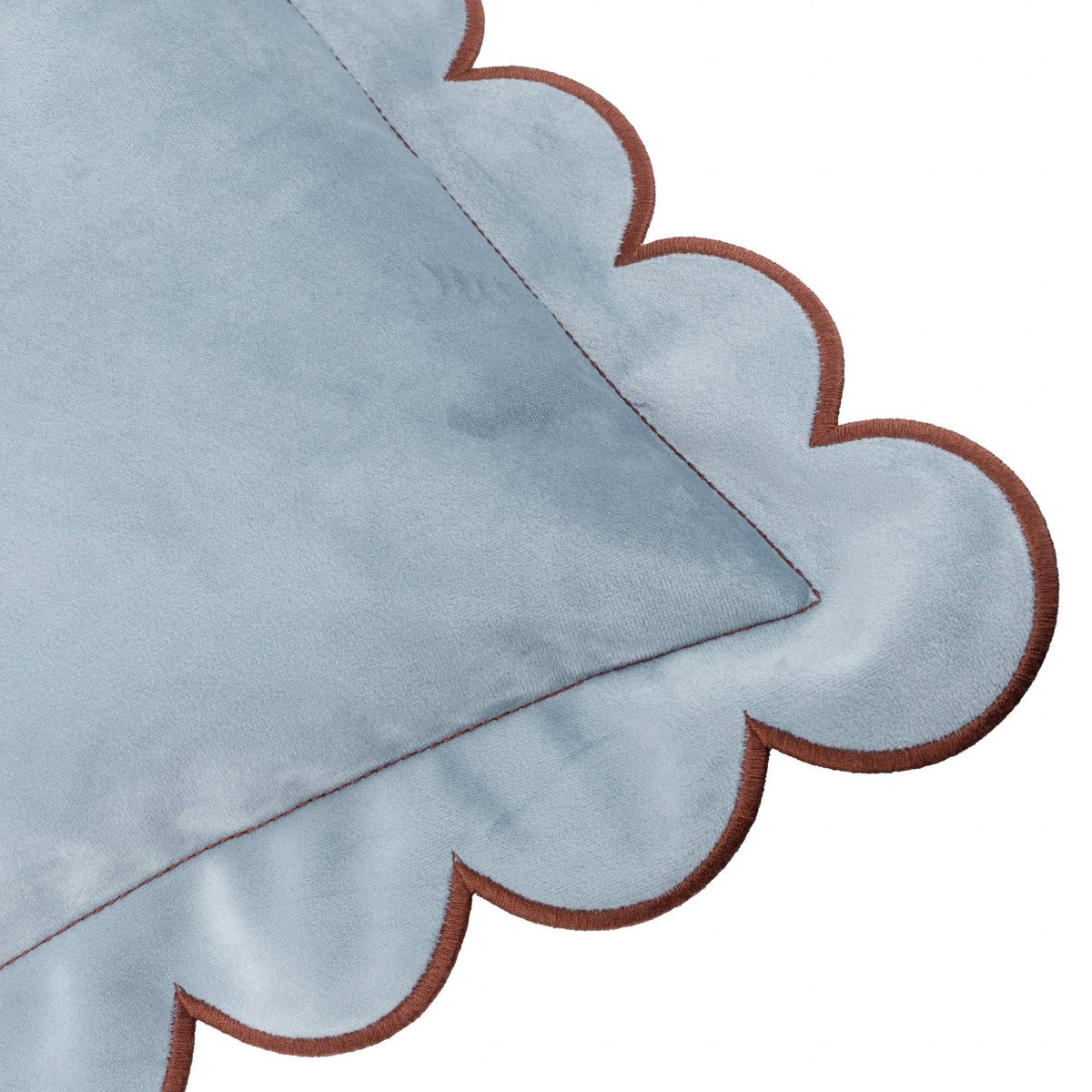 Lil Scallop Velvet Cushion Blue/Brown: Blue/Brown / Cover Only / 45 x 45cm
