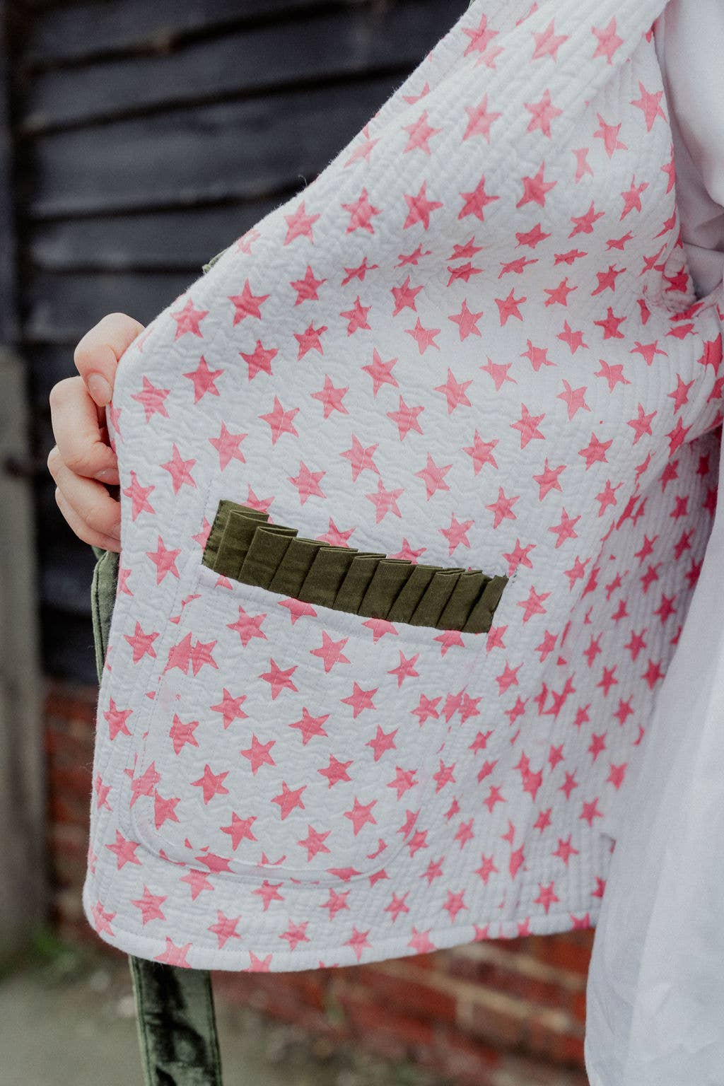 Twizzell Reversible Jacket - Yellow/Green Floral with Pink Star Reverse