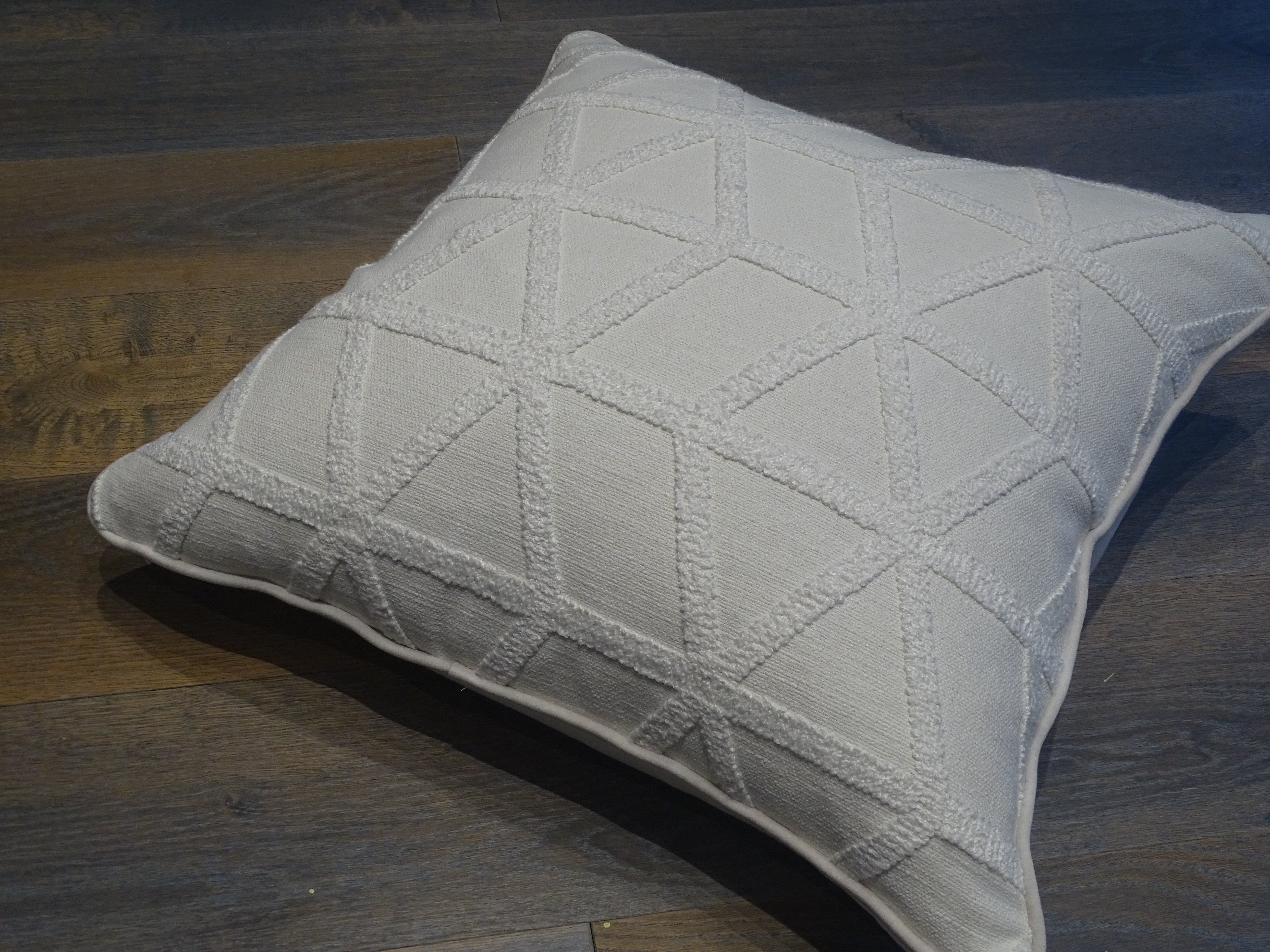 Off White Geometric Textured Cushion 24 inches