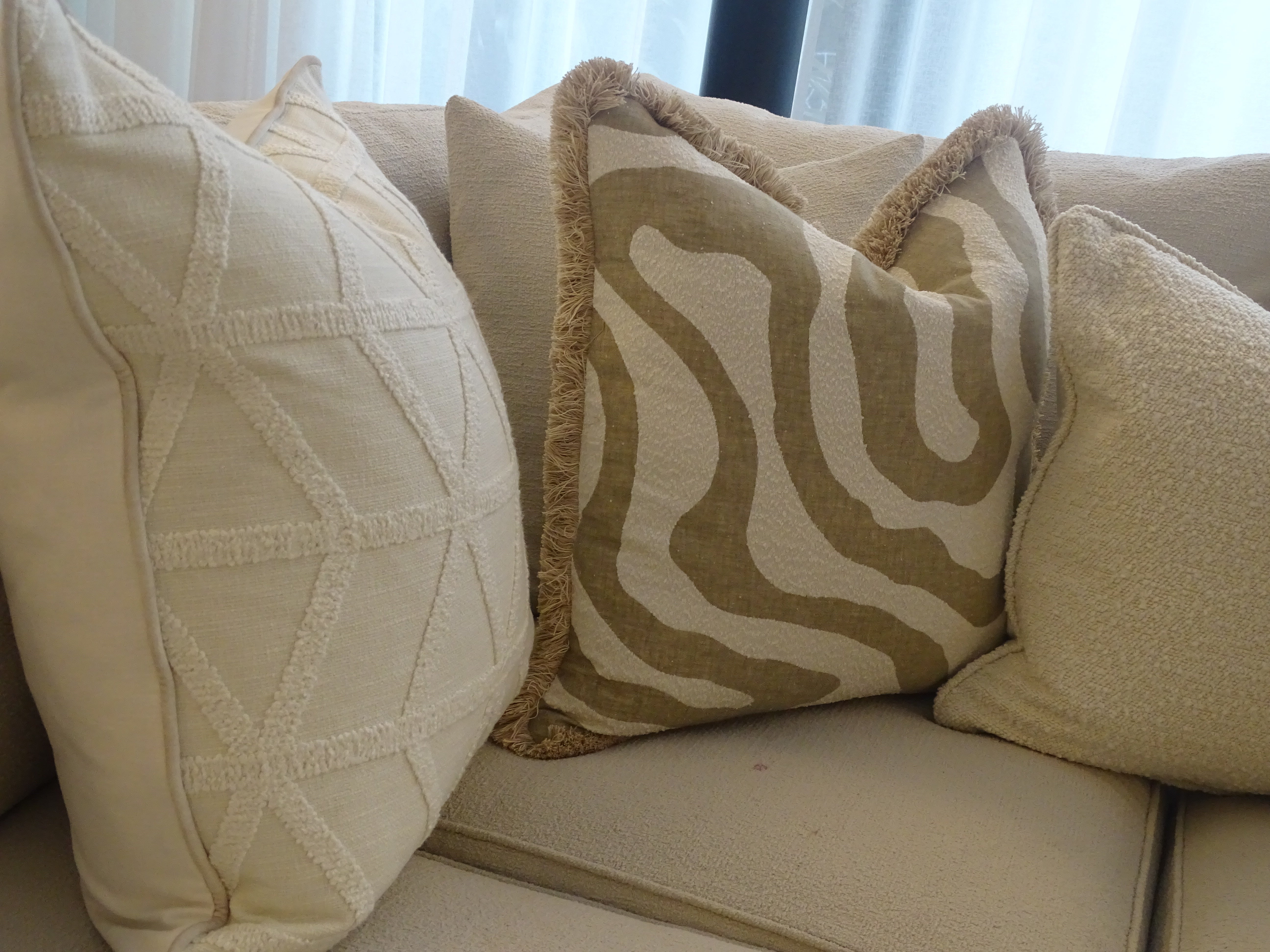 Swirl Geometric Square Cushion 22 inches with Fringe Trim