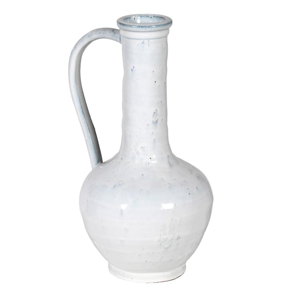 Tall White Ceramic Jug with Handle