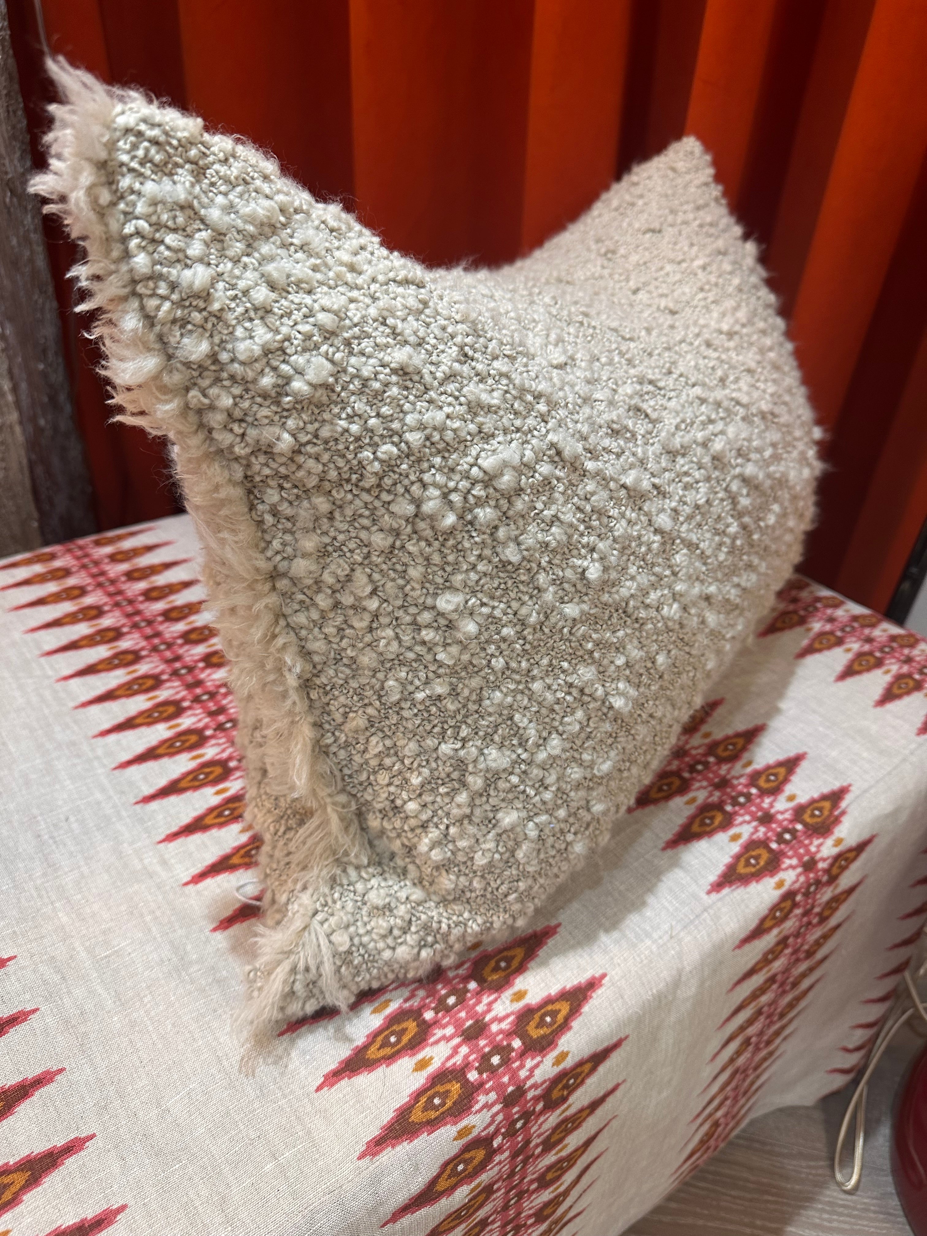 natural boucle scatter cushion in soft stone colour
