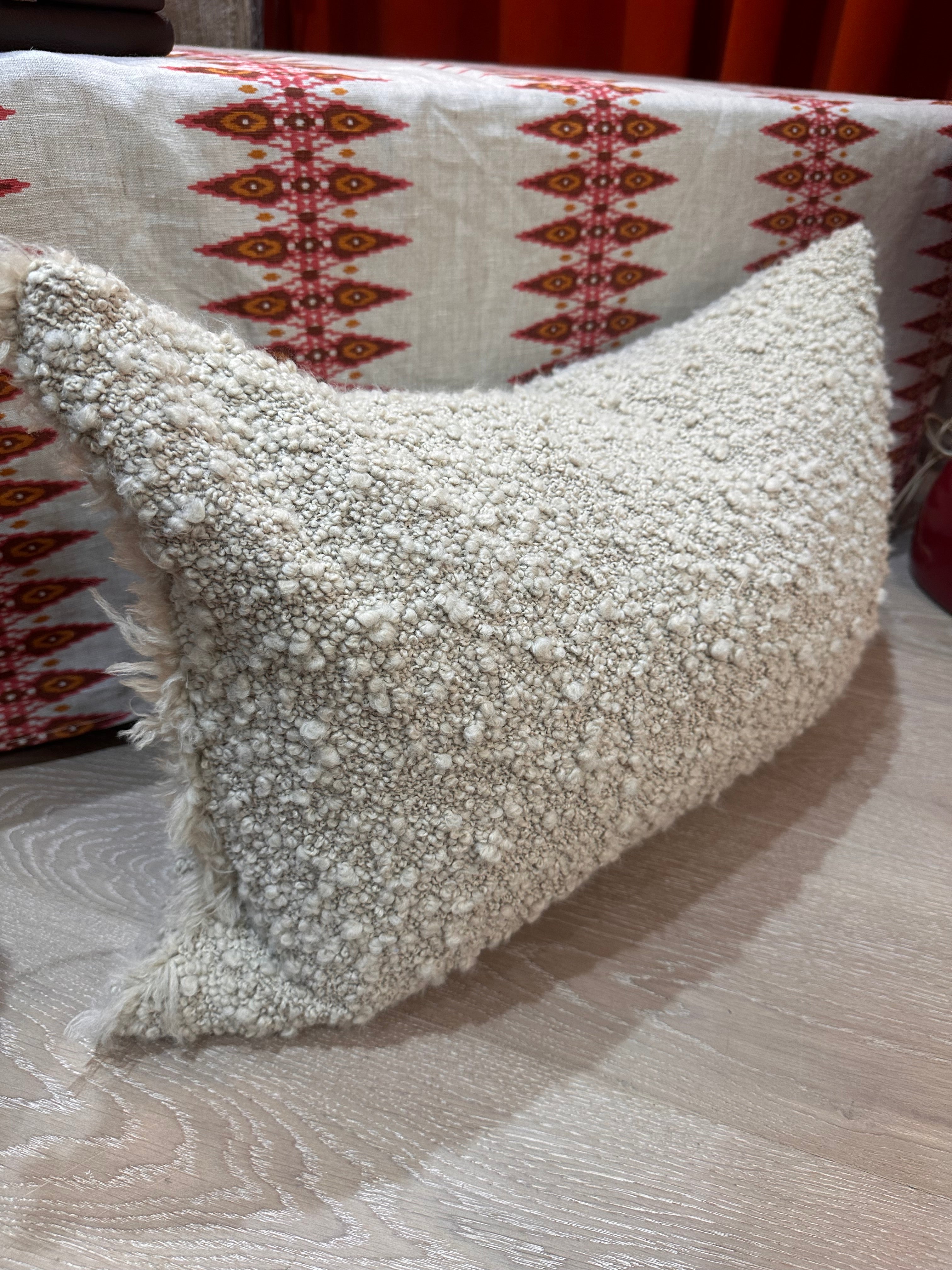 natural boucle scatter cushion in soft stone colour