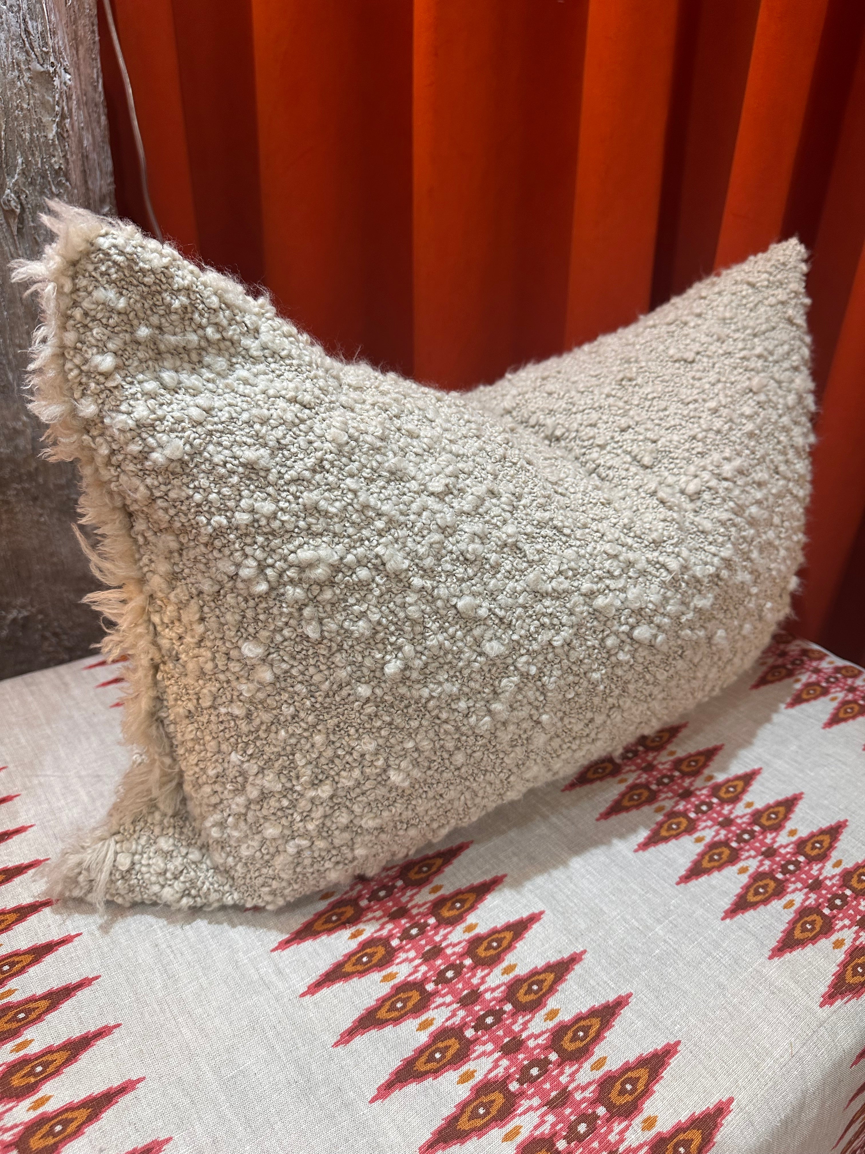 natural boucle scatter cushion in soft stone colour