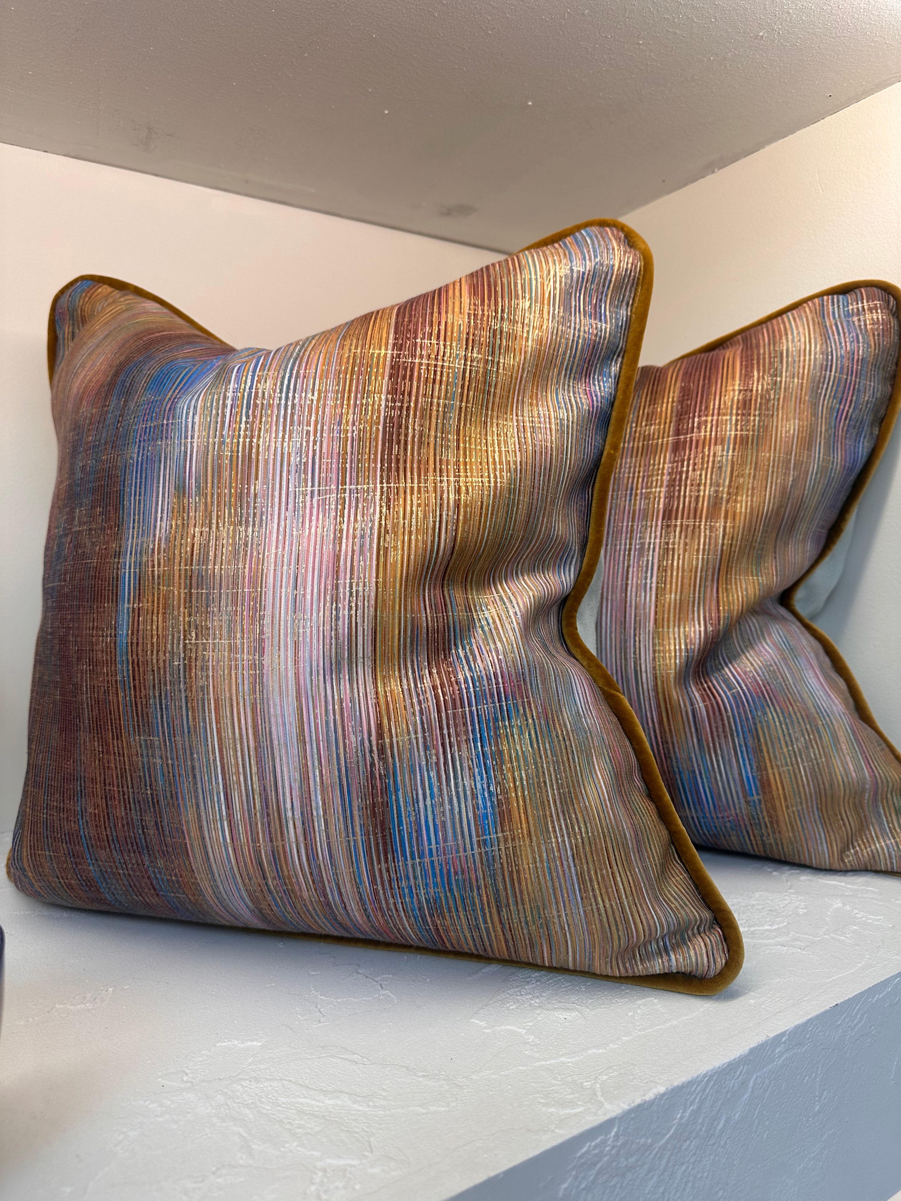 ombre scatter cushion with velvet trim