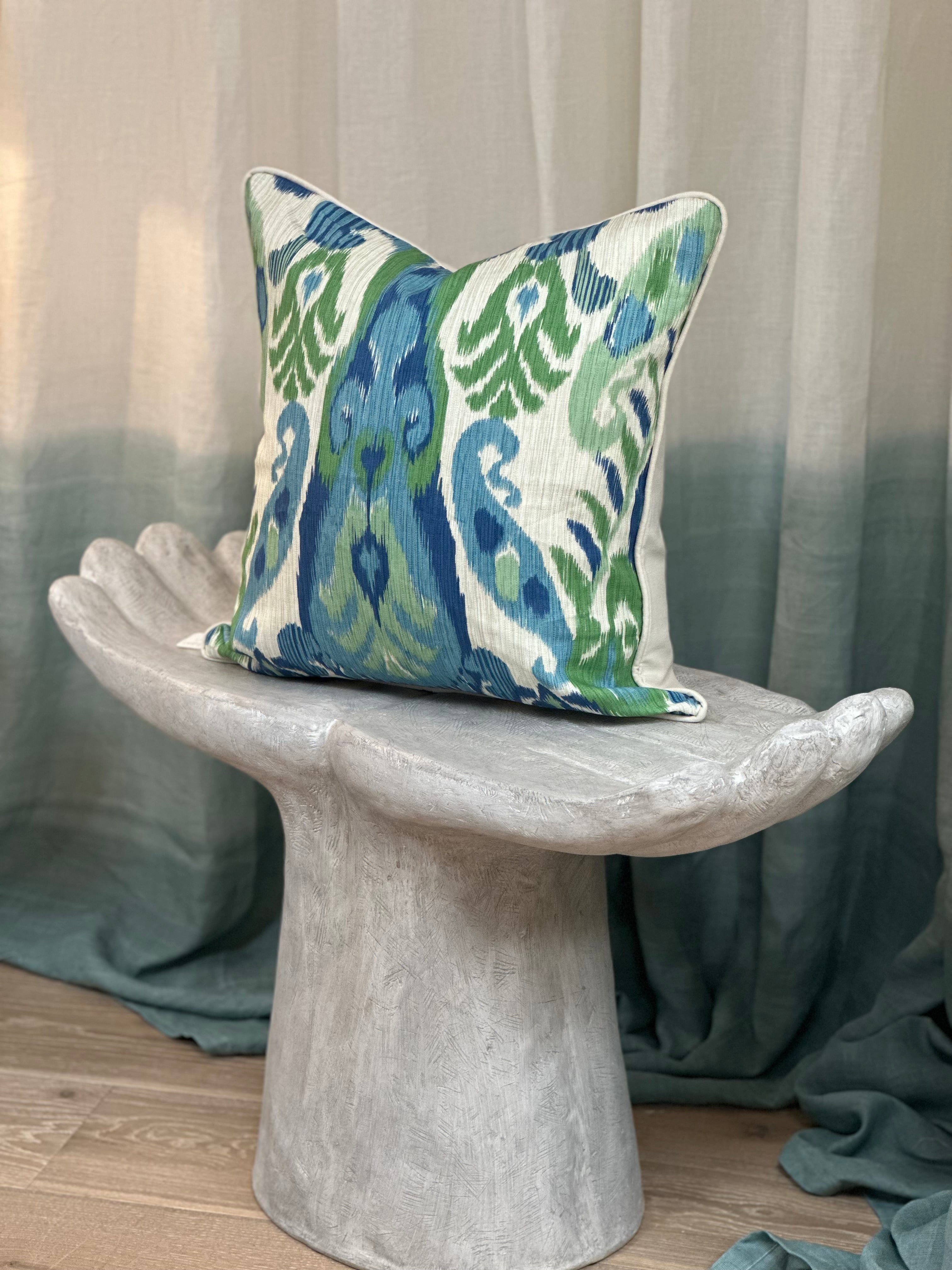 Manuel canvass Ikat cushion 20" £65