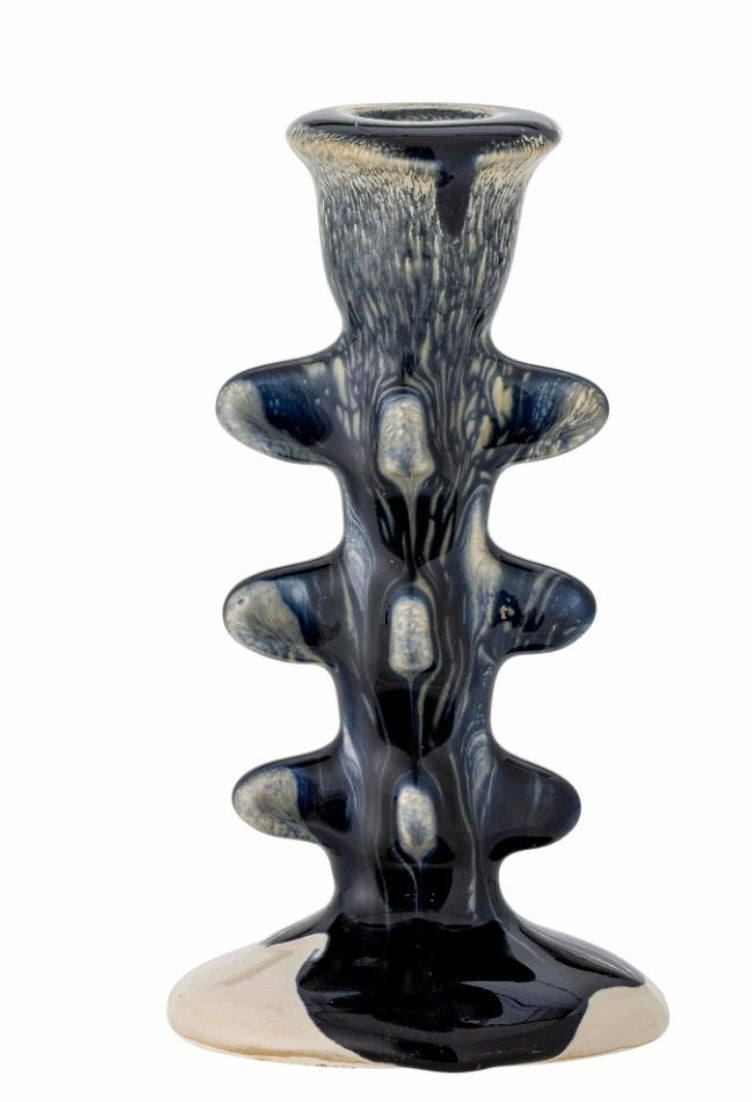 Cole candle holder, blue stone wear by Bloomingville
