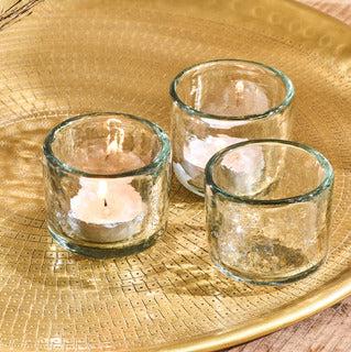 Nkuku Irda Glass Small Tealight Holders .  Small set of 3