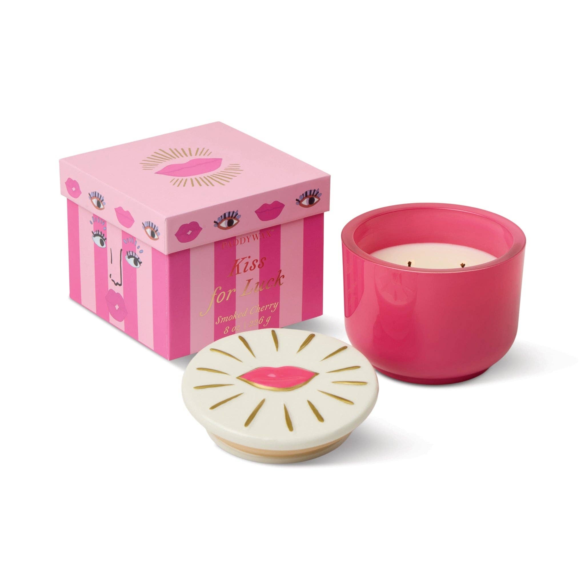 Paddywax Charmed Glass Candle Lips - Smoked Cherry