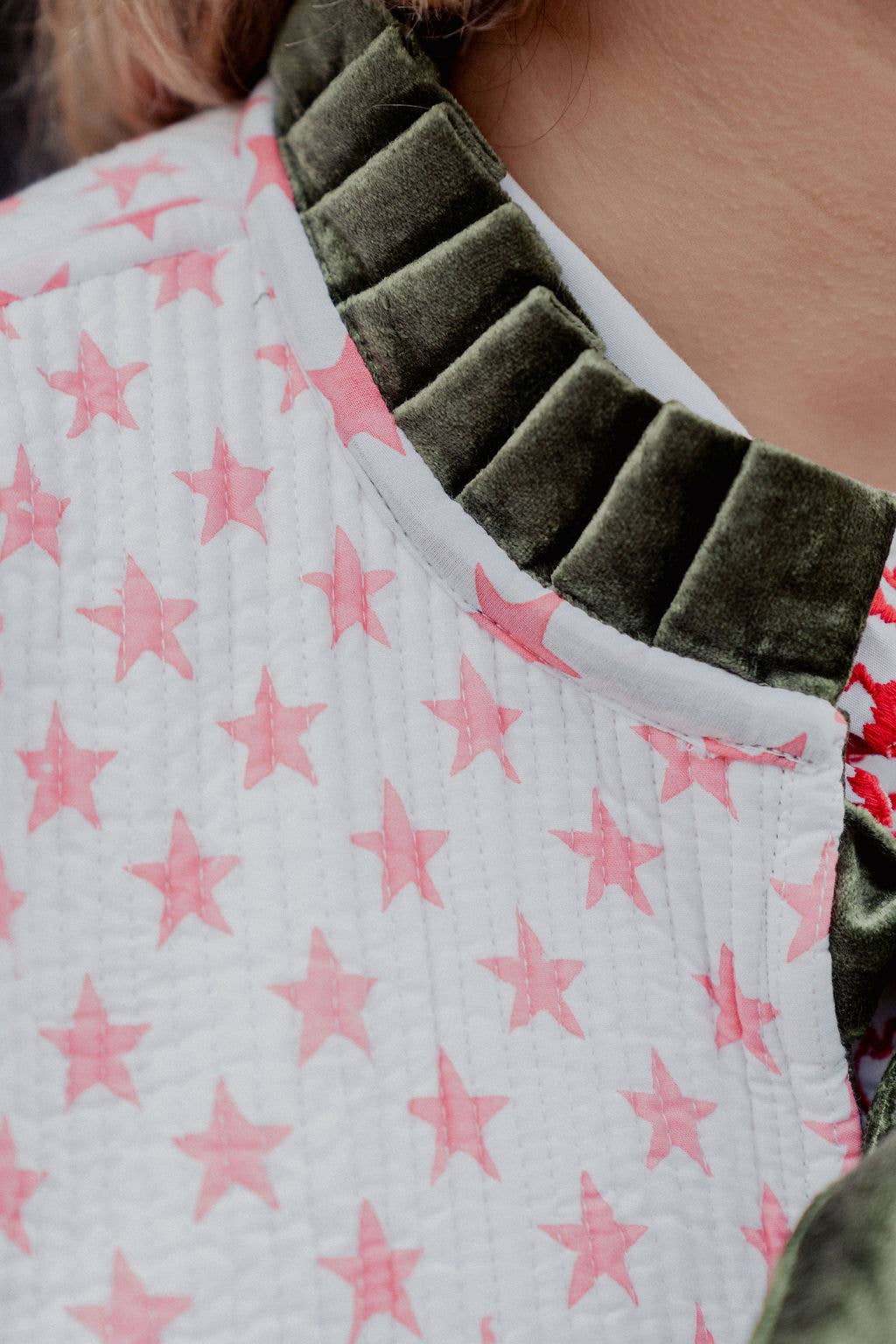 Twizzell Reversible Jacket - Yellow/Green Floral with Pink Star Reverse