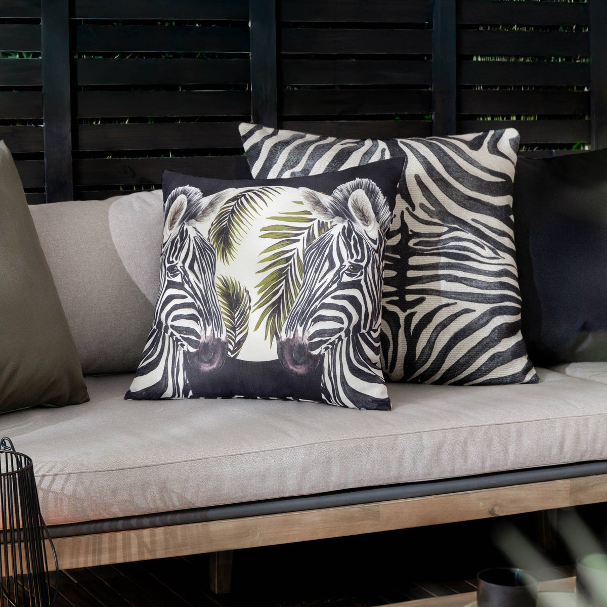 Leopardis Zebra Woven Outdoor Cushion Multicolour: Multicolour / Cover Only / 59 x 59cm
