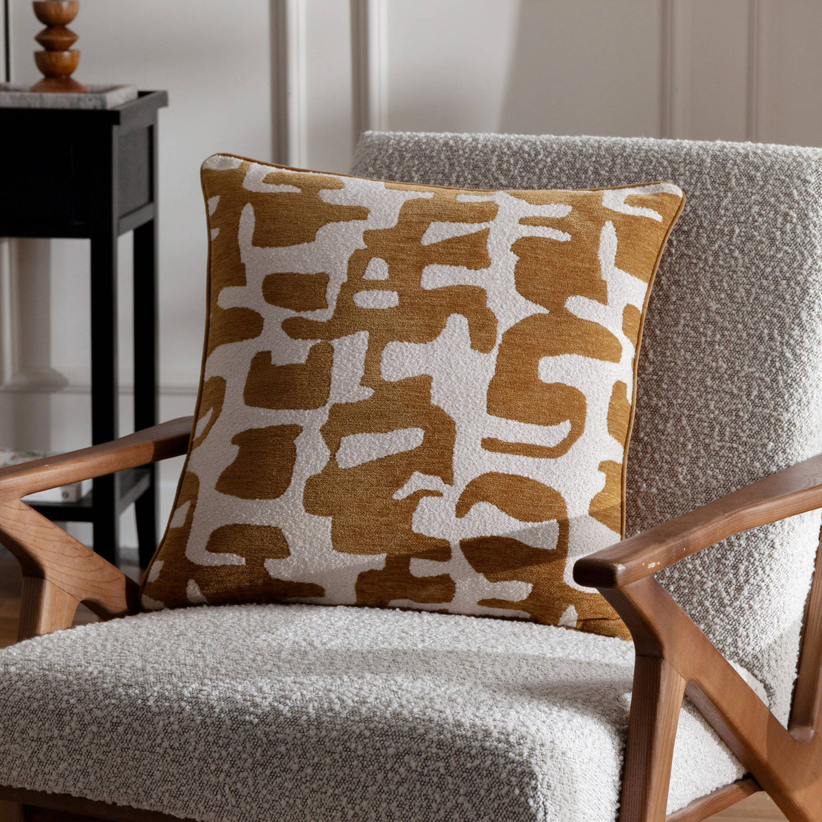Caval Boucle Jacquard Cushion Bronze: Bronze / Feather Filled / 50 x 50cm