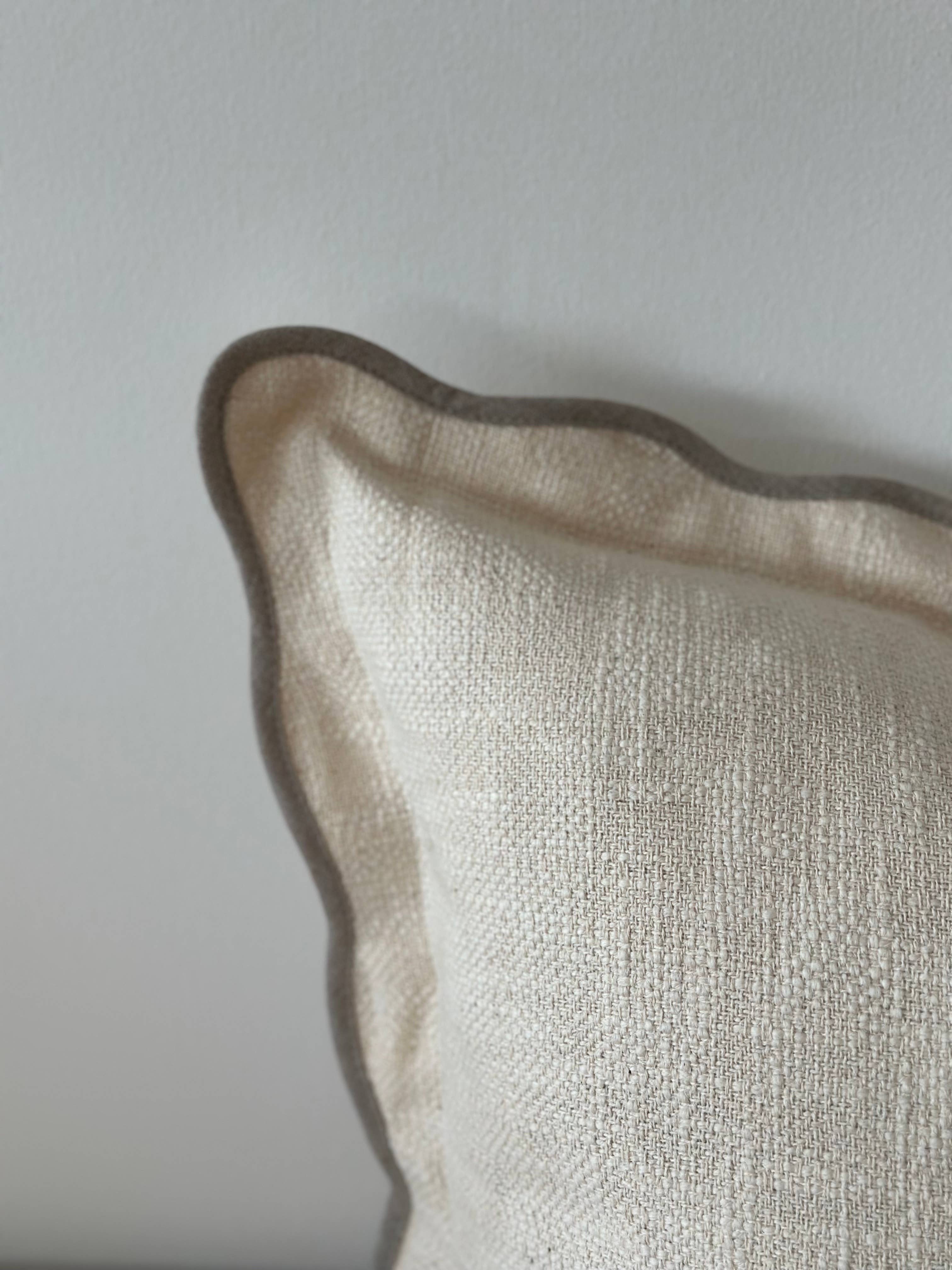 Chloe Cream & Greige Scalloped Edge Cushion Cover 65x65
