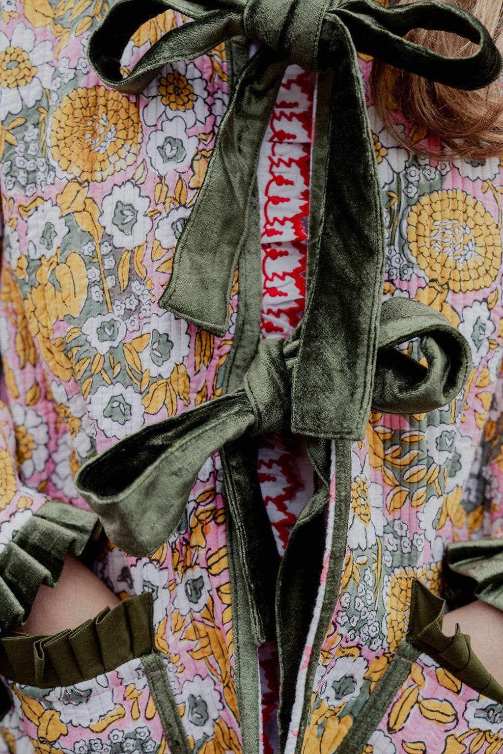 Twizzell Reversible Jacket - Yellow/Green Floral with Pink Star Reverse