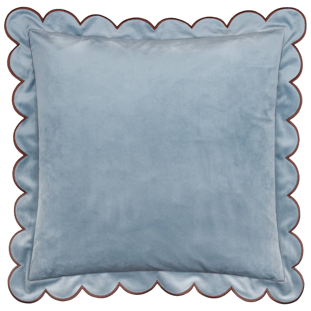 Lil Scallop Velvet Cushion Blue/Brown: Blue/Brown / Cover Only / 45 x 45cm