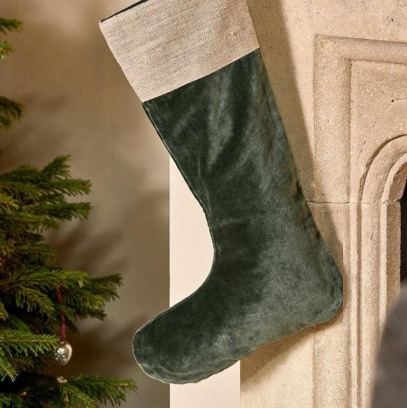 Karru Cotton Velvet Stocking - Forest Green